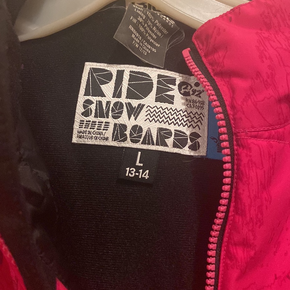 Girls “Ride Snowboards” jacket Large 13/14 - Picture 2 of 5
